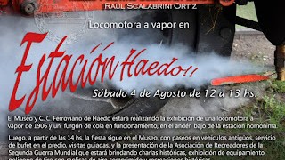 Exhibición de locomotora a vapor en funcionamiento - Estación Haedo, Ferrocarril Sarmiento)